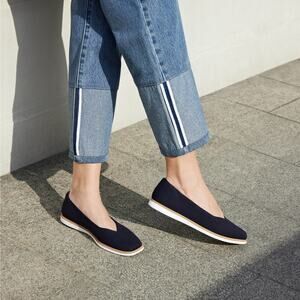 Vivaia Mabel All Day Standing Square Comfort Wtr RPT Flats Navy Washable 9-9.5